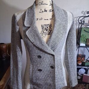 Anthropologie Saturday Sunday Women's Black and White Marled Blazer Jacket XXSP